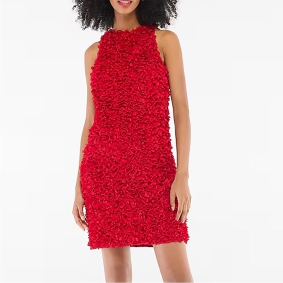 J Crew Factory Rosette mini dress in Deep Ruby Red size 4 NWT CE631 - Picture 1 of 11